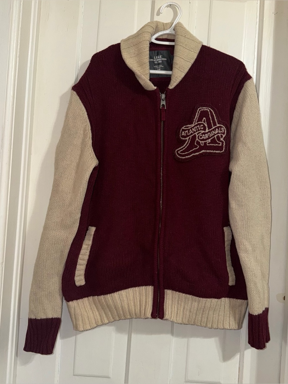 Men women's XL sweater H&M L.O.G.G. Atlantic Cardinals Zip-up knit Cardigan